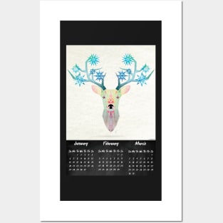 deer winter calendar 2020 Posters and Art